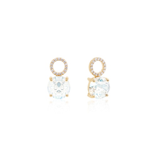 Round Stone Earring charms Yellow gold-plated Moonlight