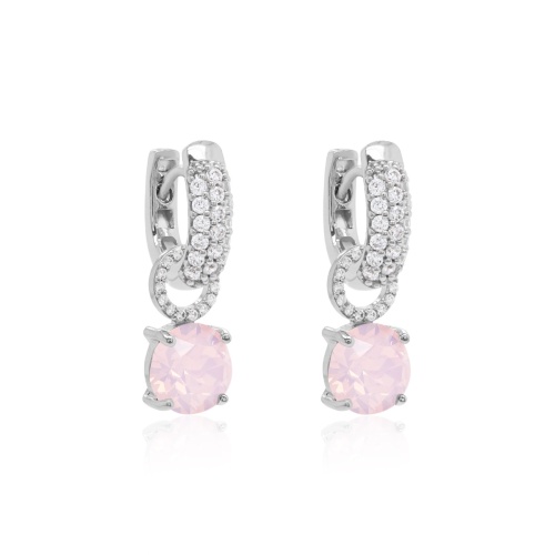 Modern Classics Round Charm Earring Set Rose Wter Opal Rhodium plated