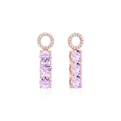 Tennis Trio Earring Charms Rose gold-plated