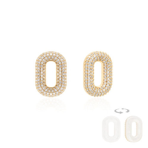 Two-sided Sparkling MOP Charms Yellow gold-plated