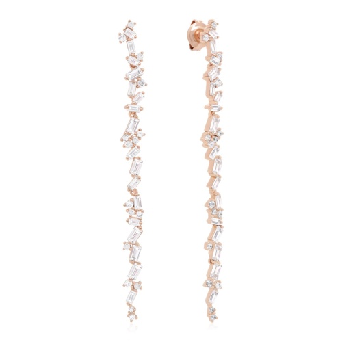 Pear Baguette Drop Earrings Rose gold-plated
