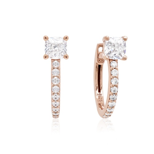 Single Crystal Earrings Rose Gold-plated