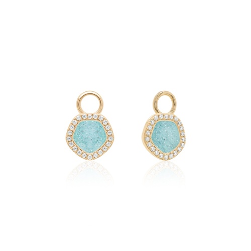 Sparkling Enamel Earring Charms Yellow Gold Plated Laguna