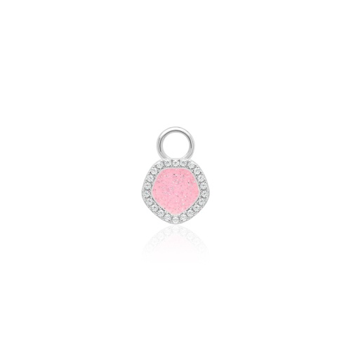 Sparkling Enamel Single Charm Rhodium Plated Light Pink