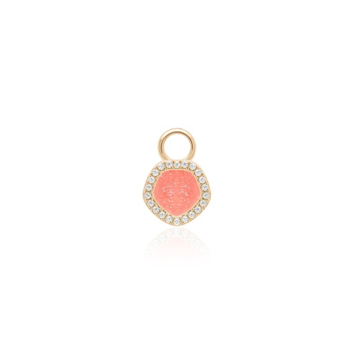 Sparkling Enamel Single Charm Yellow Gold Plated Light Coral