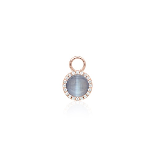 Cat Eye Single Charm Rose Gold plated Blueberry Smoke