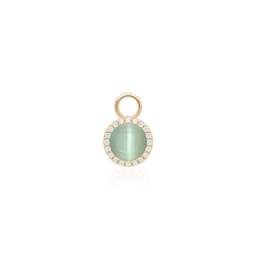 Cat Eye Single Charm Yellow Gold plated Frosted Mint