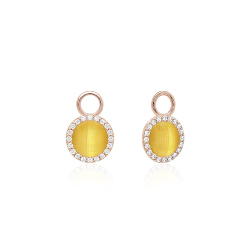 Cat Eye Earring Charms Rose Gold plated Honey Drop
