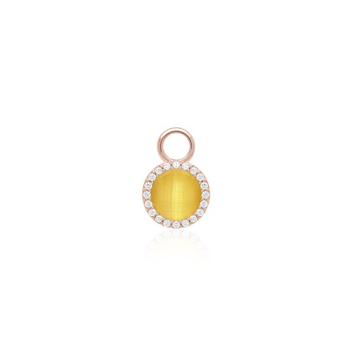 Cat Eye Single Charm Rose Gold plated Honey Drop