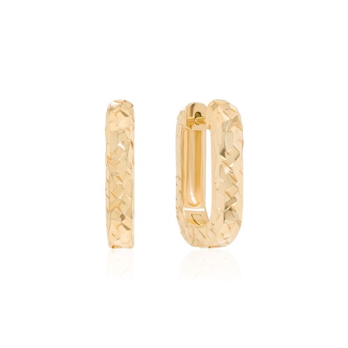 Diamond cut Link earrings Yellow Gold-Plated