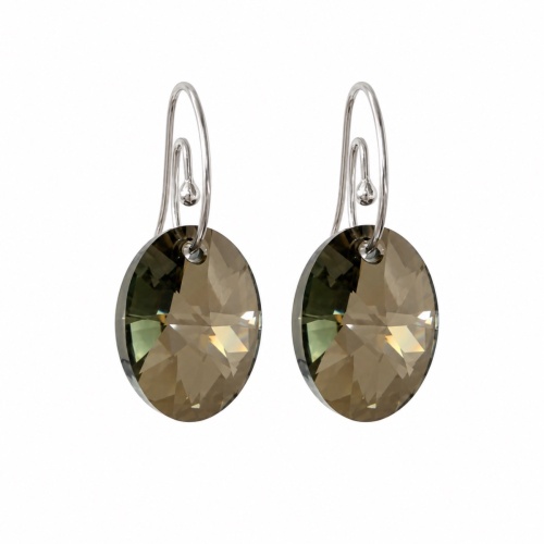 Oval Earrings Iridescent Green Rhodium