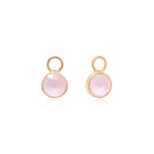 Round Earring Charms Yellow gold-plated Powder Rose