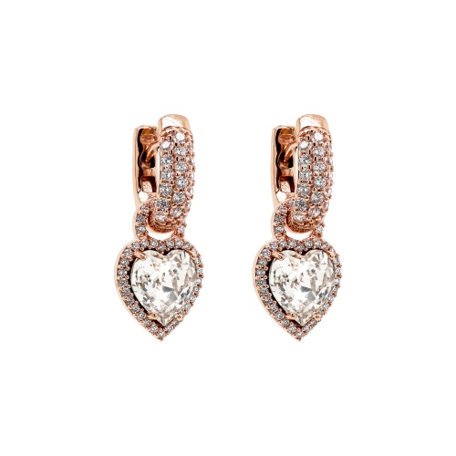 Charm earrings Crystal heart 8mm