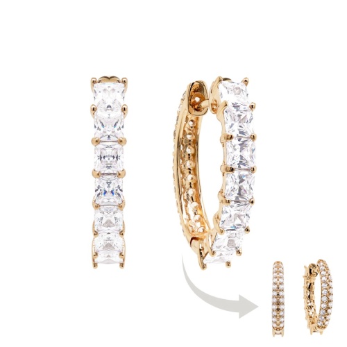 Two-sided Base Earrings Yellow gold-plated