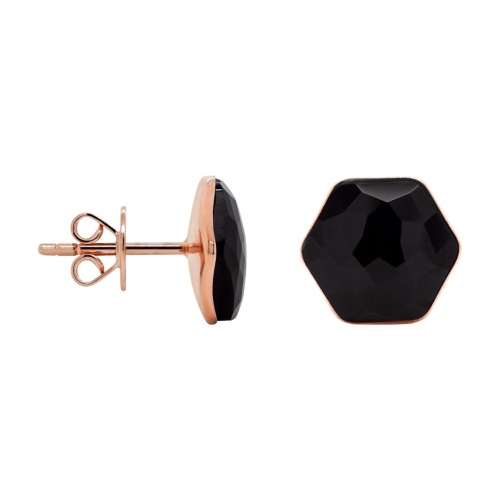 Fantasy Hexagon Stud Earrings Jet