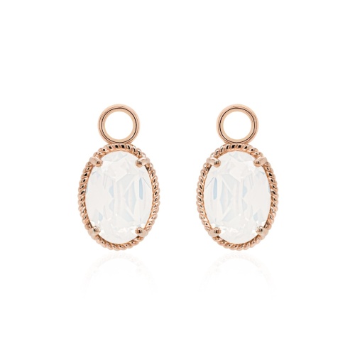 Oval Fancy Stone Charms White Opal