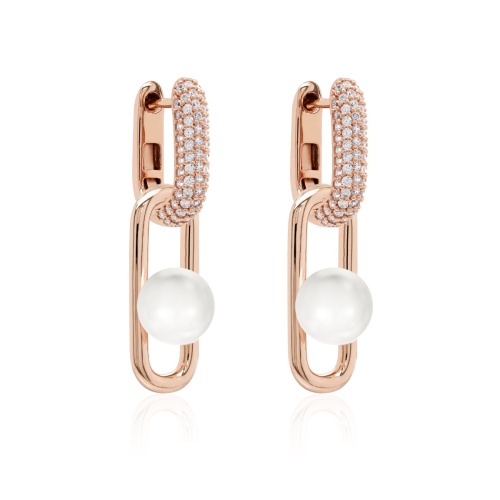Fabulous Pearl Link Earrings set Rose-gold plated