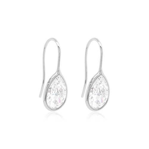 Crystal Teardrop Hook Earrings Rhodium plated