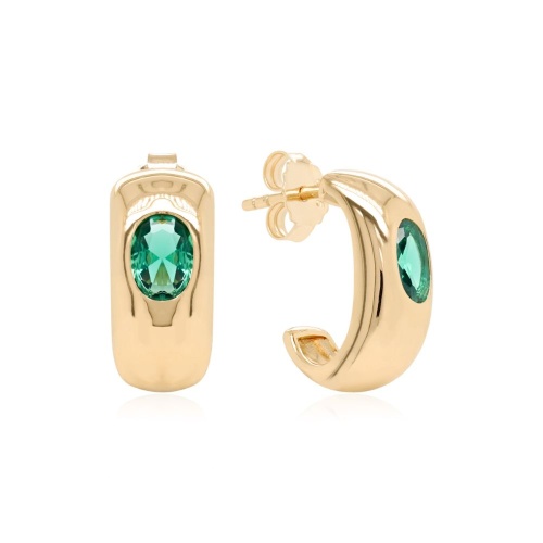 Emerald Bold Brilliance Stud Earrings Yellow gold plated