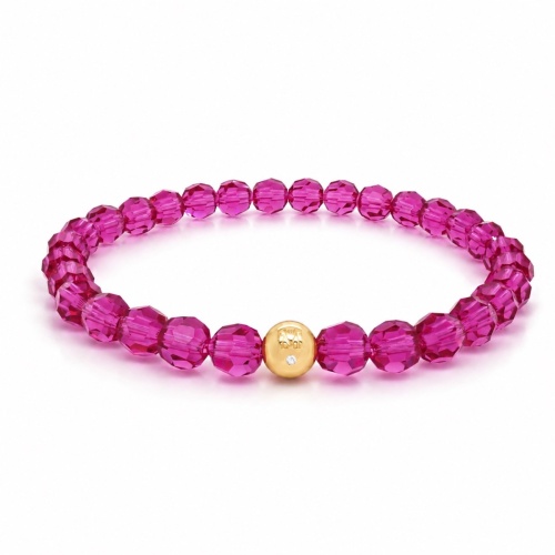 Marmara Icon Bead Bracelet Yellow gold-plated Fucsia