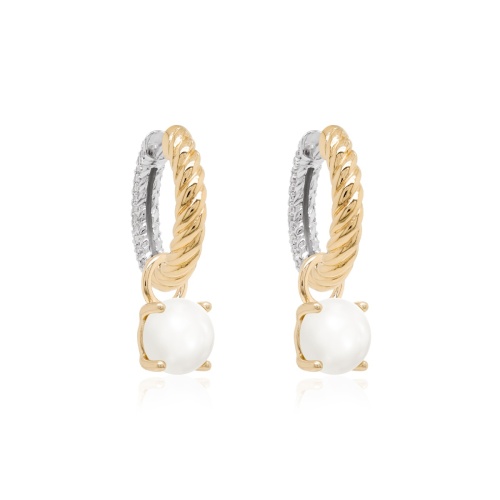 Classic Freshwater Pearl charm Two-sided Knoty earring set 8mm Yellow gold plated