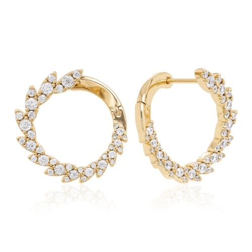 Crystal Front-to-back Hoop Earrings Yellow gold-plated