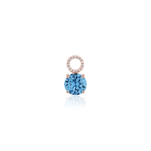 Round Stone Single Charm Rose Gold plated Ice Blue