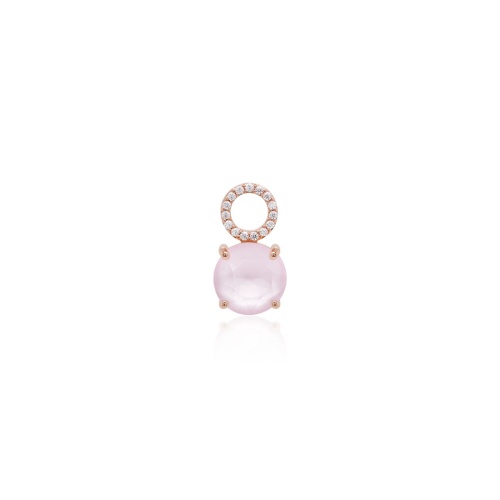 Round Stone Single Charm Powder Rose Rose gold-plated