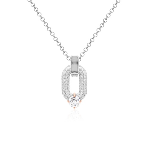 Oval Drop Link Necklace Set Crystal