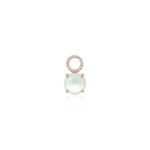Round Stone Single Charm Rose gold-plated Powder Green