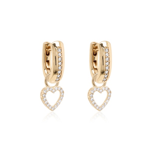 Petite Pavé Heart Earring set Yellow gold-plated