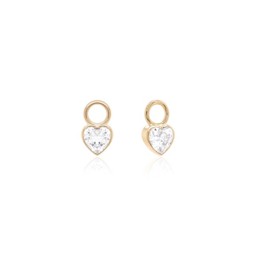 Zirconia Petite Heart Earring Charms Yellow gold-plated