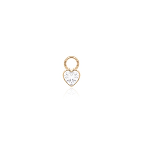 Zirconia Petite Heart Necklace Charm Yellow gold-plated
