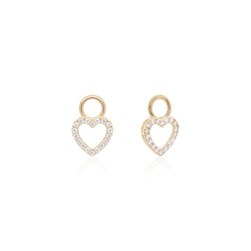 Petite Pavé Heart Earring Charms Yellow gold-plated