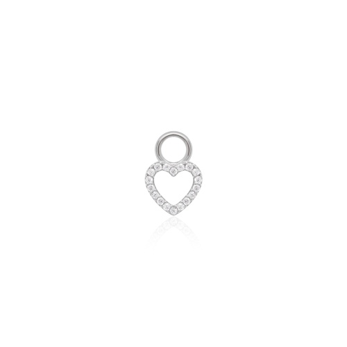 Petite Pavé Heart Necklace charm Rhodium plated