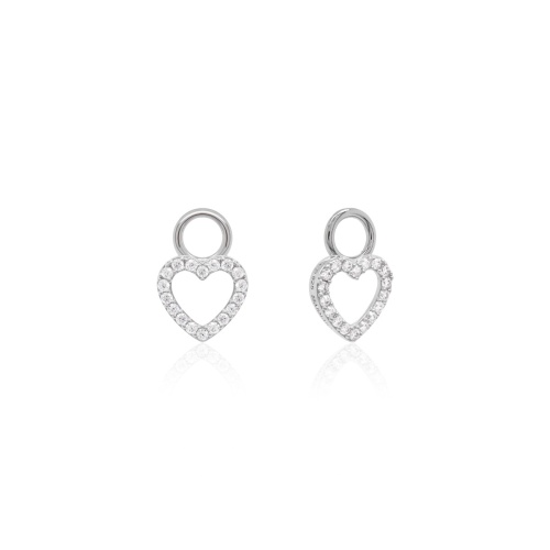 Petite Pavé Heart Earring Charms Rhodium plated