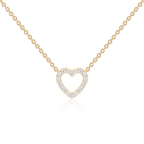 Petite Pavé Heart Necklace Yellow gold-plated