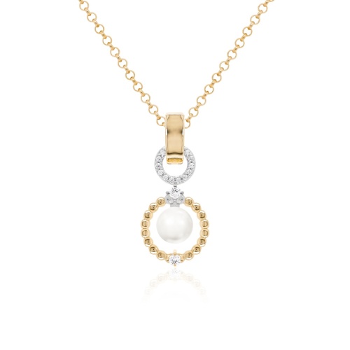 Sparkling Bubbly Freshwater Pearl Necklace Rhodium/Yellow gold plated