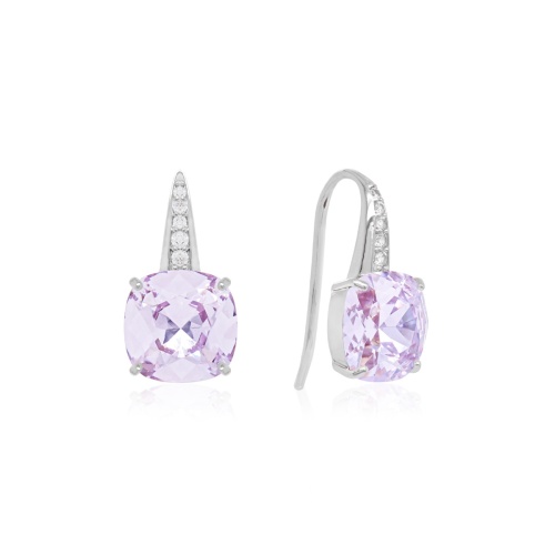 Brilliance Hook Earrings Rhodium plated Violet