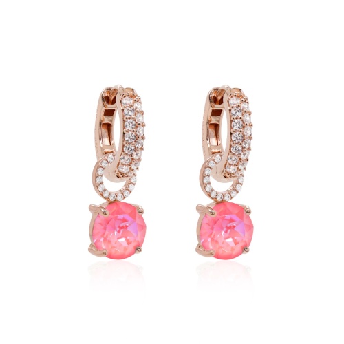 Round Stone Earring set Rose gold-plated Lotus Pink Delite