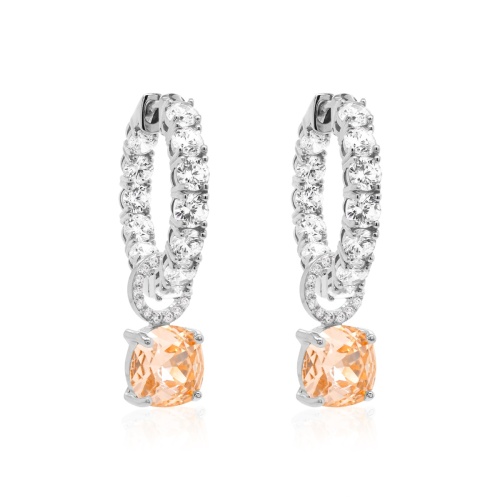 Fancy Stone Luxury Earring set Rhodium plated Light Peach