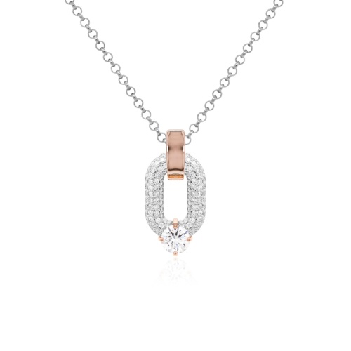 Oval Drop Link Necklace Set Crystal