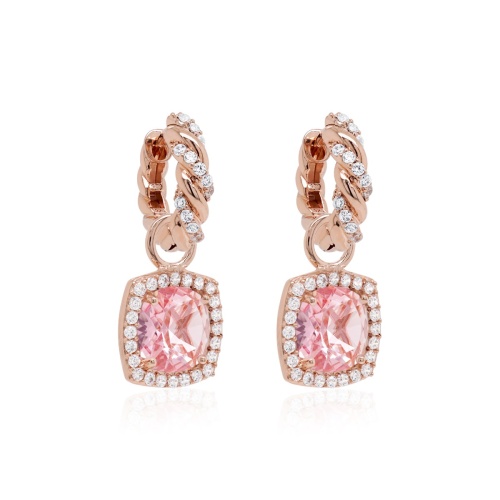 Knoty Fancy Stone Charm Earrings Lt Rose Ignite
