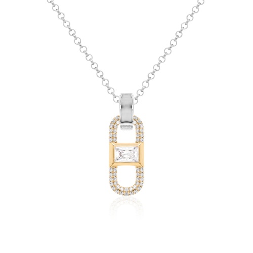 Fabulous Sparkling Zirconia Link Necklace Yellow-gold plated