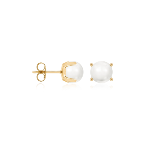 Classic Freshwater Pearl studs 8mm Yellow gold plated
