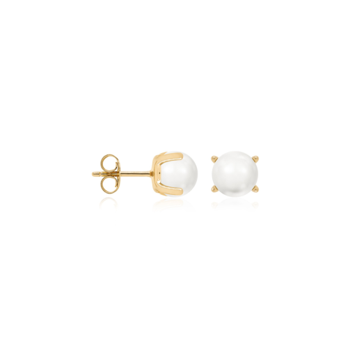 Classic Freshwater Pearl studs 6mm Yellow gold plated