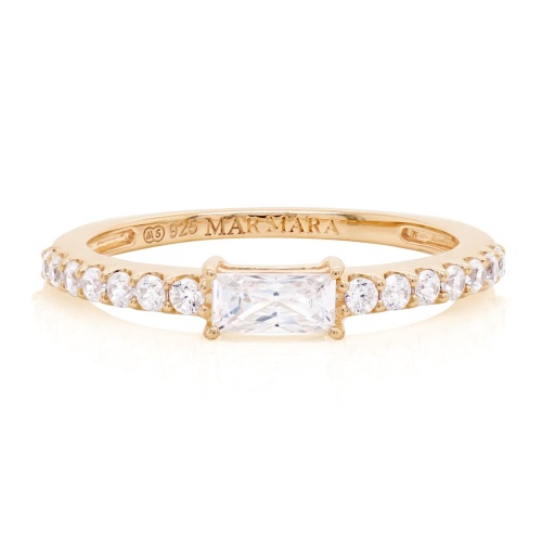 Princess Baguette Ring Yellow Gold-plated