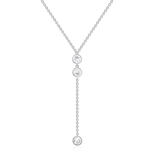 Drop Chain Necklace Rhodium plated Crystal