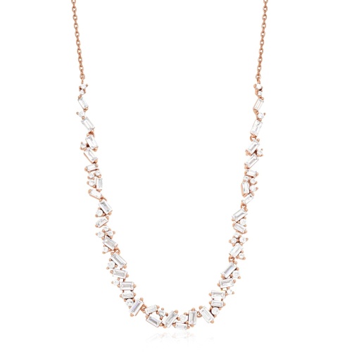 Pear Baguette Drop Necklace Rose gold-plated