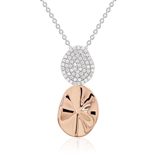 Gilded Shine Oval Necklace Rhodium/Rose gold plated